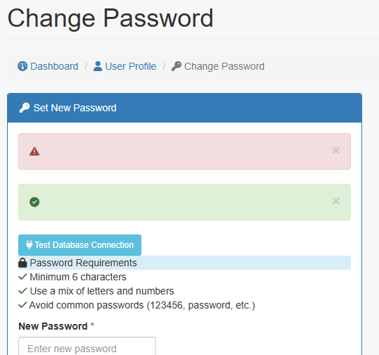 Change Password Interface